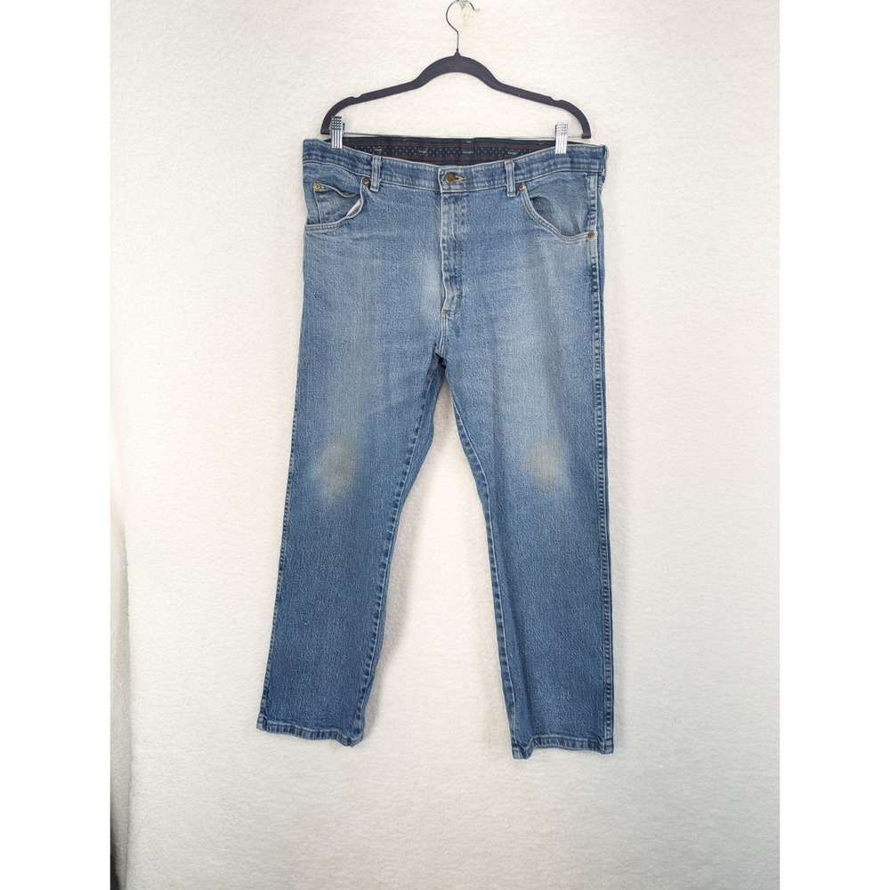 Vintage Y2K Distressed Wrangler Men's‎ Denim Jeans Ripped Legs Straight 38 X 29